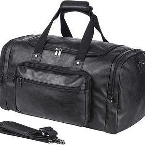 PU Leather Overnight Duffle Bag - Waterproof weekender Travel Tote - Duffel Bag